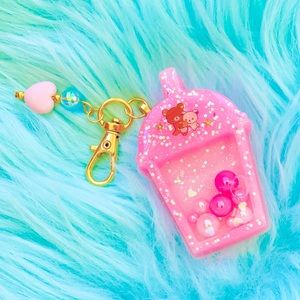 🧋Pink Rilakkuma Boba Tea Shaker Keychain 🧋